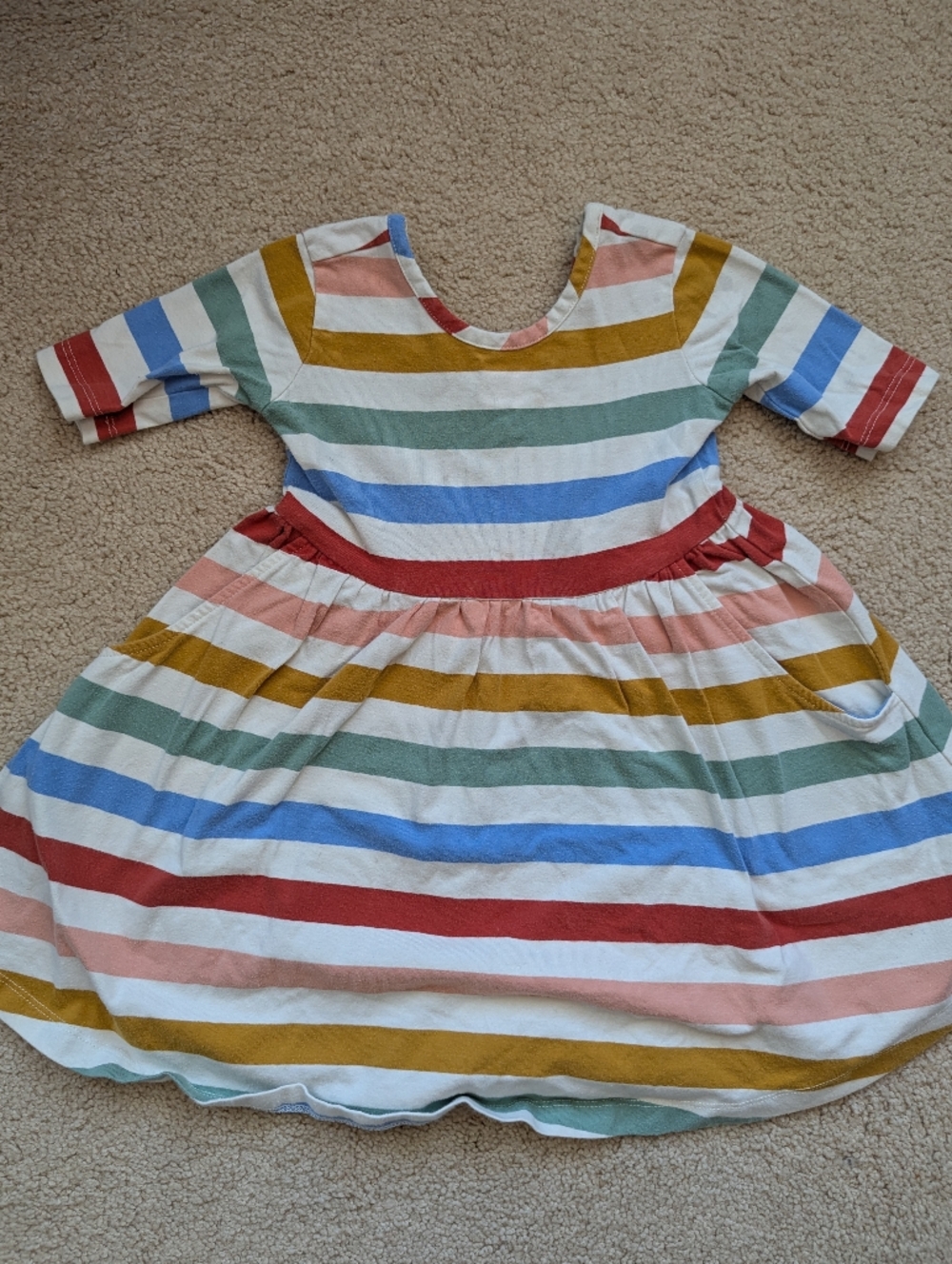 Hanna Andersson Striped Multicolor Skater Dress With Pockets
